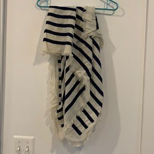 Navy and white striped Madewell scarf
